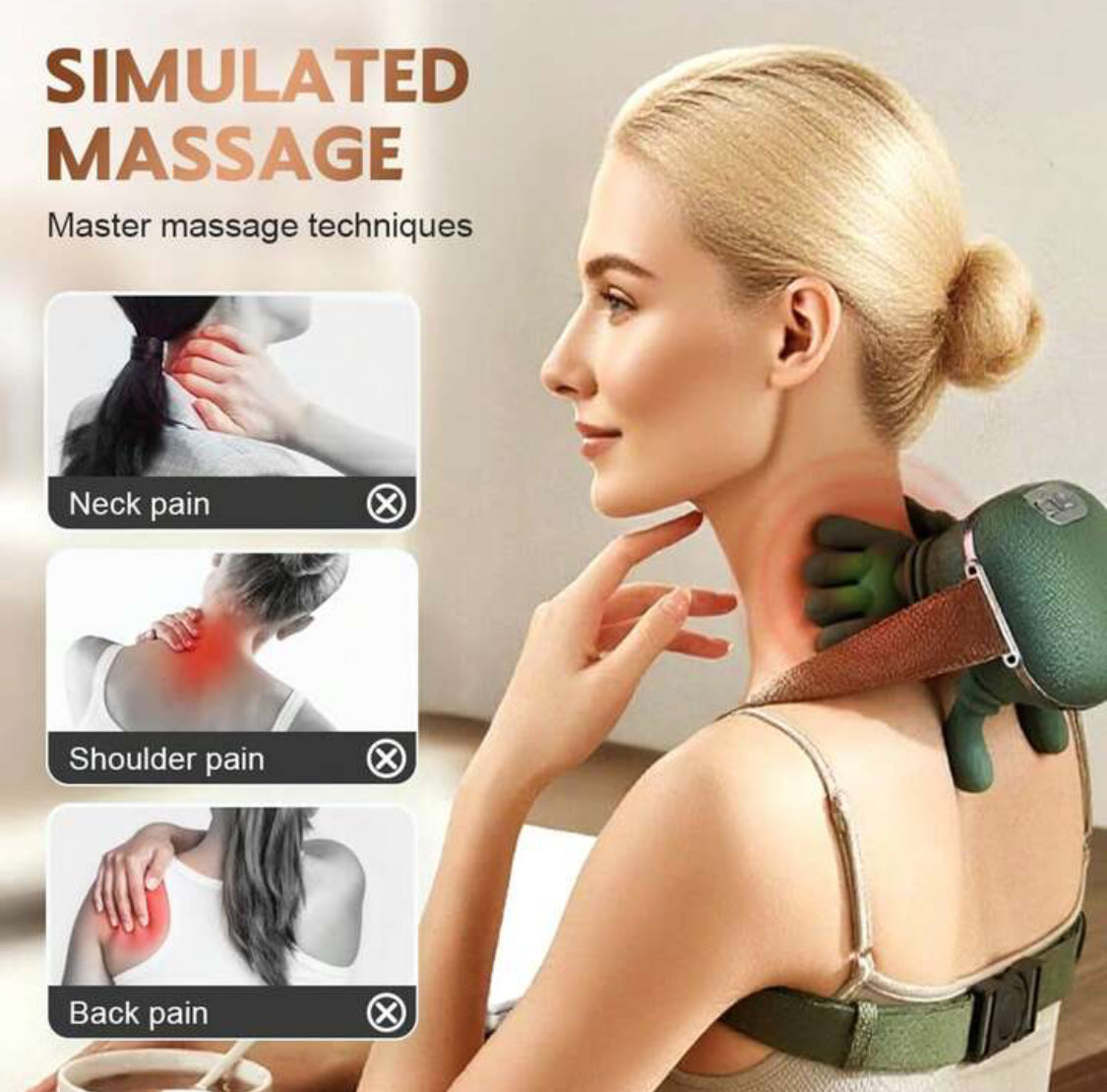 Electric Neck Massager 3D Kneading Heat Therapy for Back & Shoulders