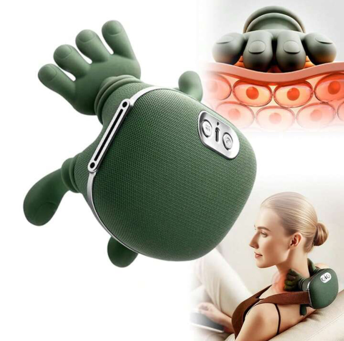 Electric Neck Massager 3D Kneading Heat Therapy for Back & Shoulders